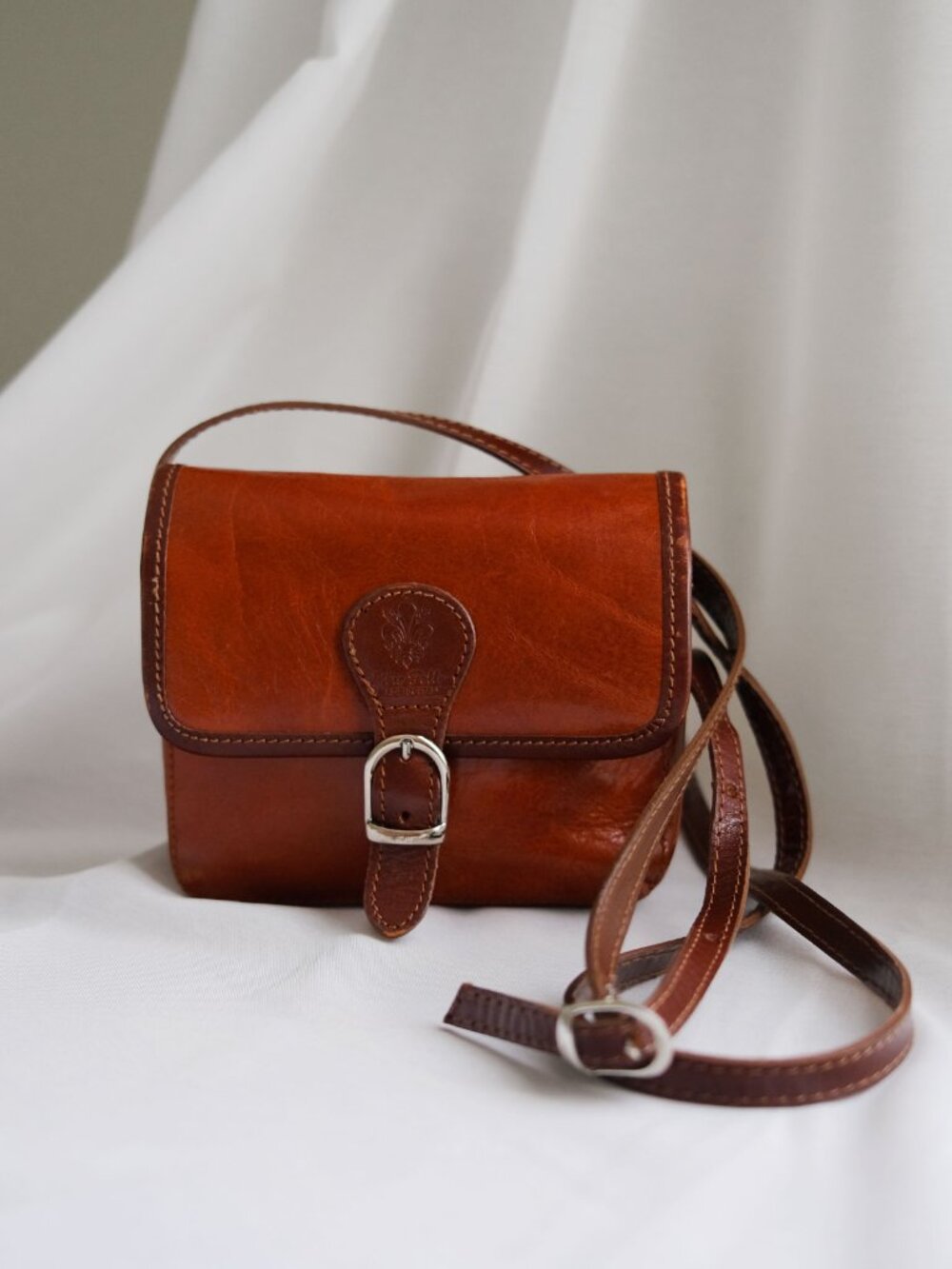 Vintage Vera Pelle Genuine Leather Crossbody, Italian Made